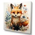 thumbnail image 2 of Designart "Nursery Fox Bloom Portrait" Animals Wall Art - Modern Green Fox Living Room Canvas Art, 2 of 6