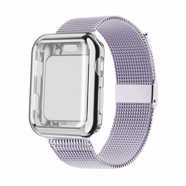 LEIXIUER Compatible with Apple Watch Bands 40mm Milanese Band with Screen Protector Case for Apple Watch Case Series SE/6/5/4 - lavender