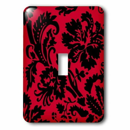 3dRose Red and black damask - large print stylish floral - gothic bold elegant burlesque inspired pattern, Single Toggle Switch
