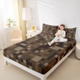 thumbnail image 4 of Homewish Black Brown Rectangle Queen Sheet Sets for Kids, Fashion Buffalo Plaid Flat Sheet, Chic Abstract Queen Fitted Sheet, Microfiber Bedroom Decor, 4 Pieces, 4 of 7