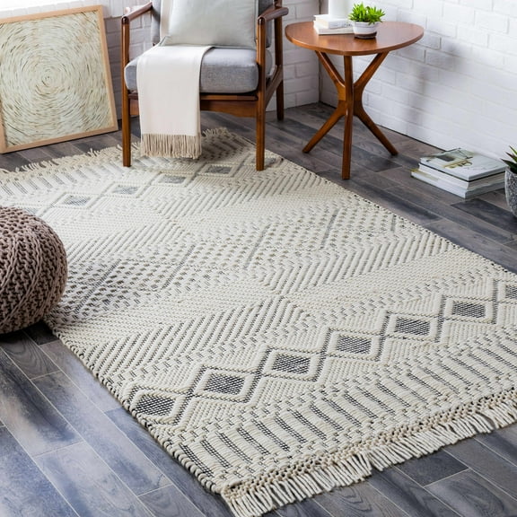 Hauteloom Blakeview Wool Living Room, Bedroom Area Rug - Black, Beige - 2' x 3'