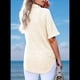 thumbnail image 2 of Camiseta de Gofre con Cuello en V y Corta para Mujer, Color Albaricoque M, 2 of 4