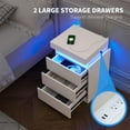 thumbnail image 2 of MONVANE Modern LED Nightstand with 3 Drawers , White Nightstand Bedside Table Storage with Drawer Charging Station for Bedroom, 2 of 11