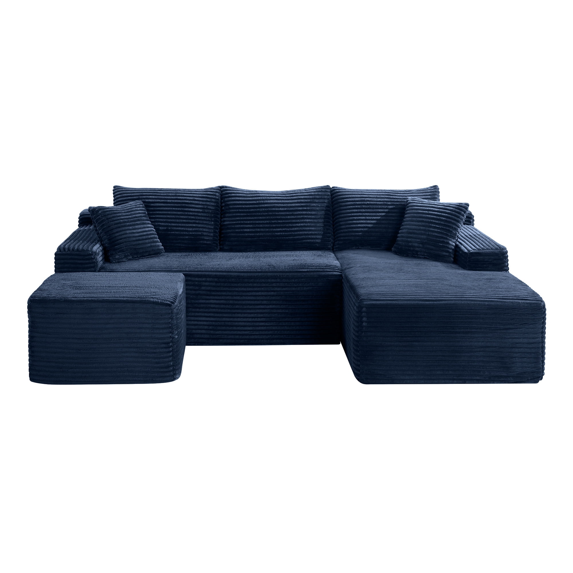 Leumius 106" Sectional Sofa Couch with Deep Seat,U-Shaped Cloud Modular Sleeper Couches for Living Room,Bedroom,Apartment,No Assembly Required,Blue-Left