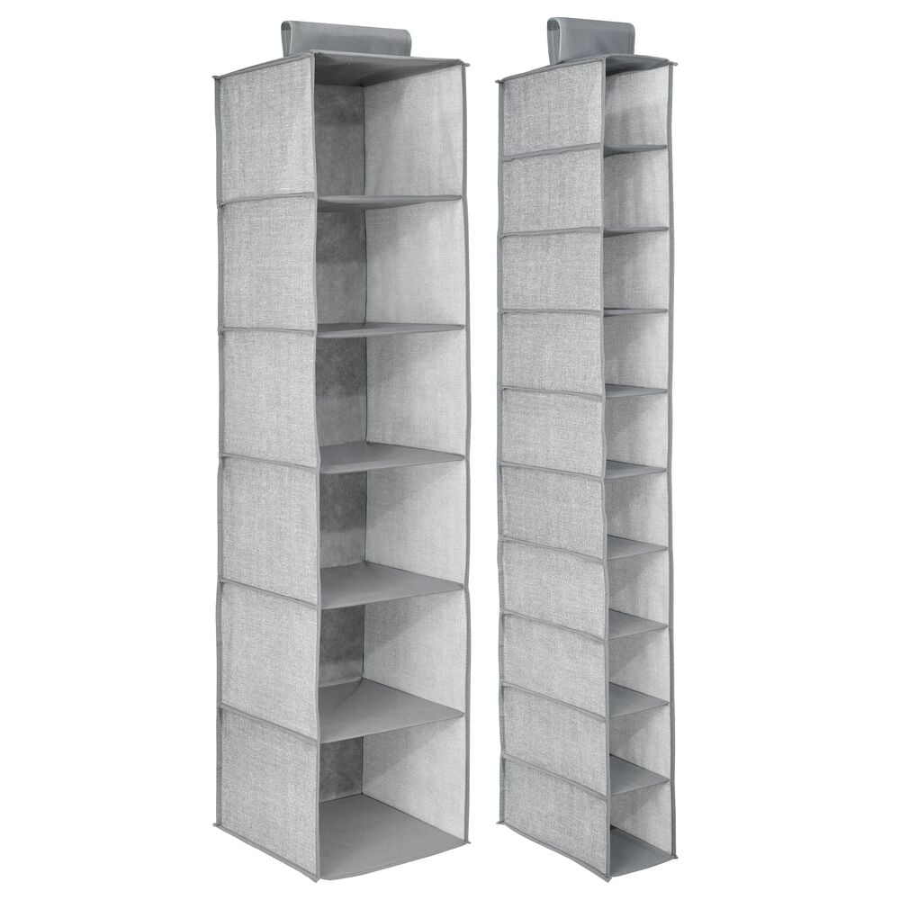 mDesign Fabric Over Rod Hanging Closet Storage Organizers, Set of 2