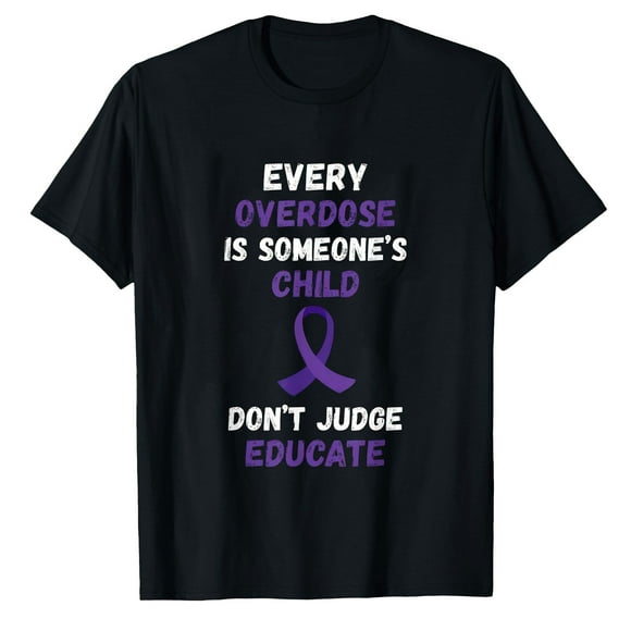 AALJY Purple Ribbon Don't Judge Educate Overdose Awareness Month T-Shirt