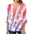 thumbnail image 2 of Fiudx Ropa de Mujer Camiseta Estampada a La Moda para Mujer, Blusa con Mangas 3/4, Camisetas Informales con Cuello En V, 2 of 5