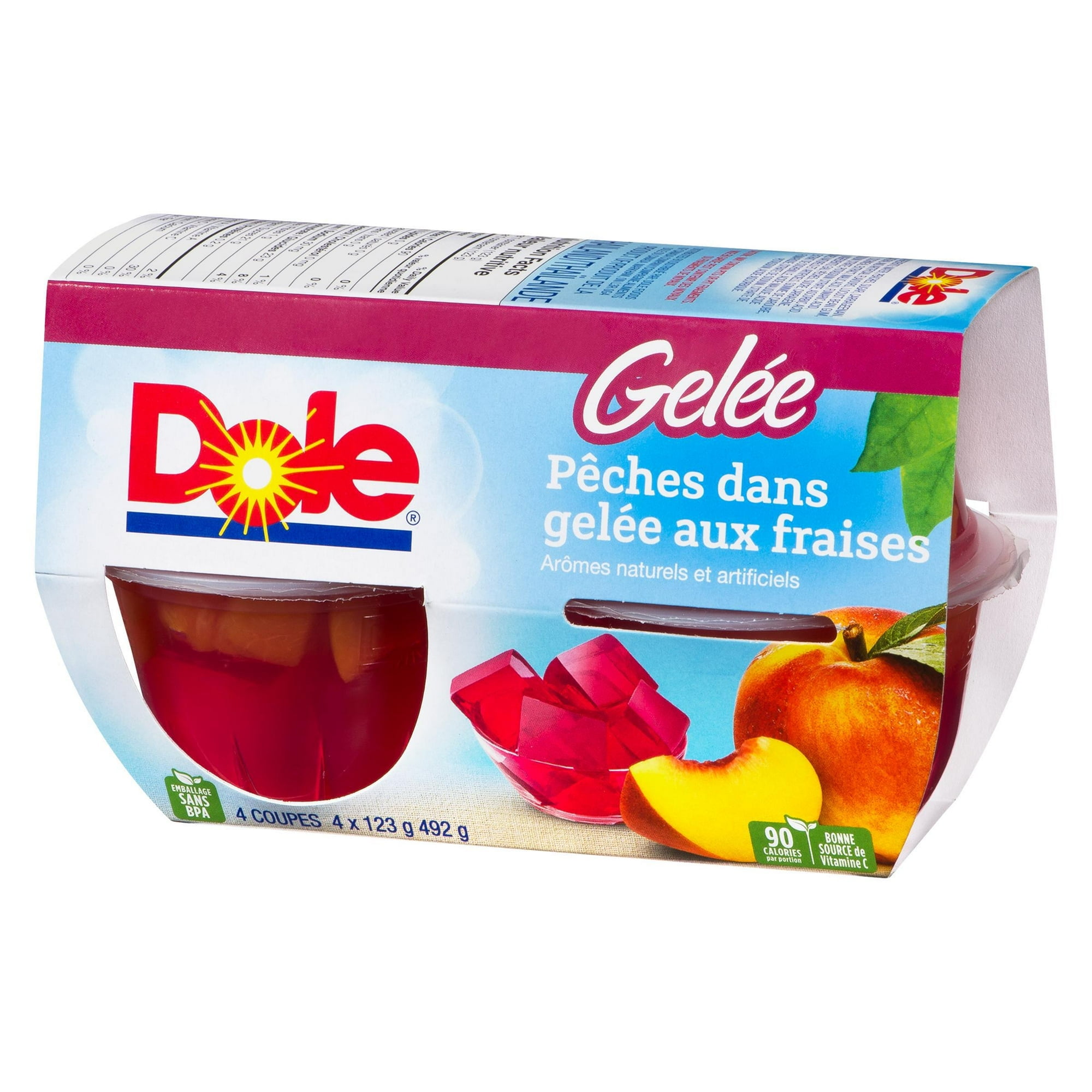 Dole Peaches in Strawberry Gel, 4 Cups, 492 g