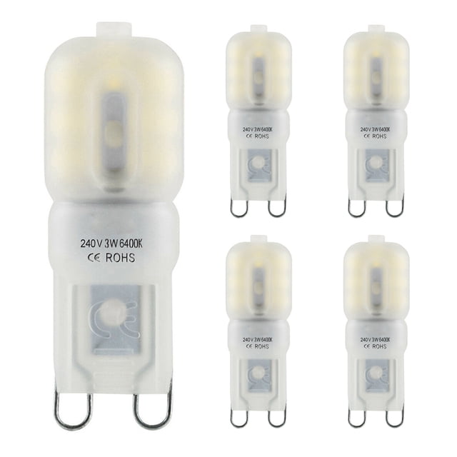 Luz LED G9 Lámpara LED Cristal Crema Blanco Carcasa Luz 240V 3W 3000K Lámpara, Blanco cálido, 5 piezas Inevent HA003461-04B