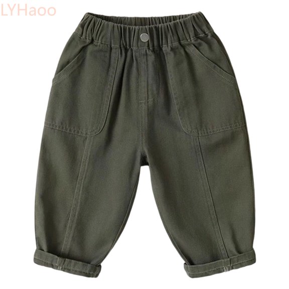 LYHaoo Boys Cargo Pants Style Casual Trousers With Multiple Pockets Comfortable Loose Fit Long Pants For Kids And Youth Outdoor School Wear School Pants for Boys(Green)