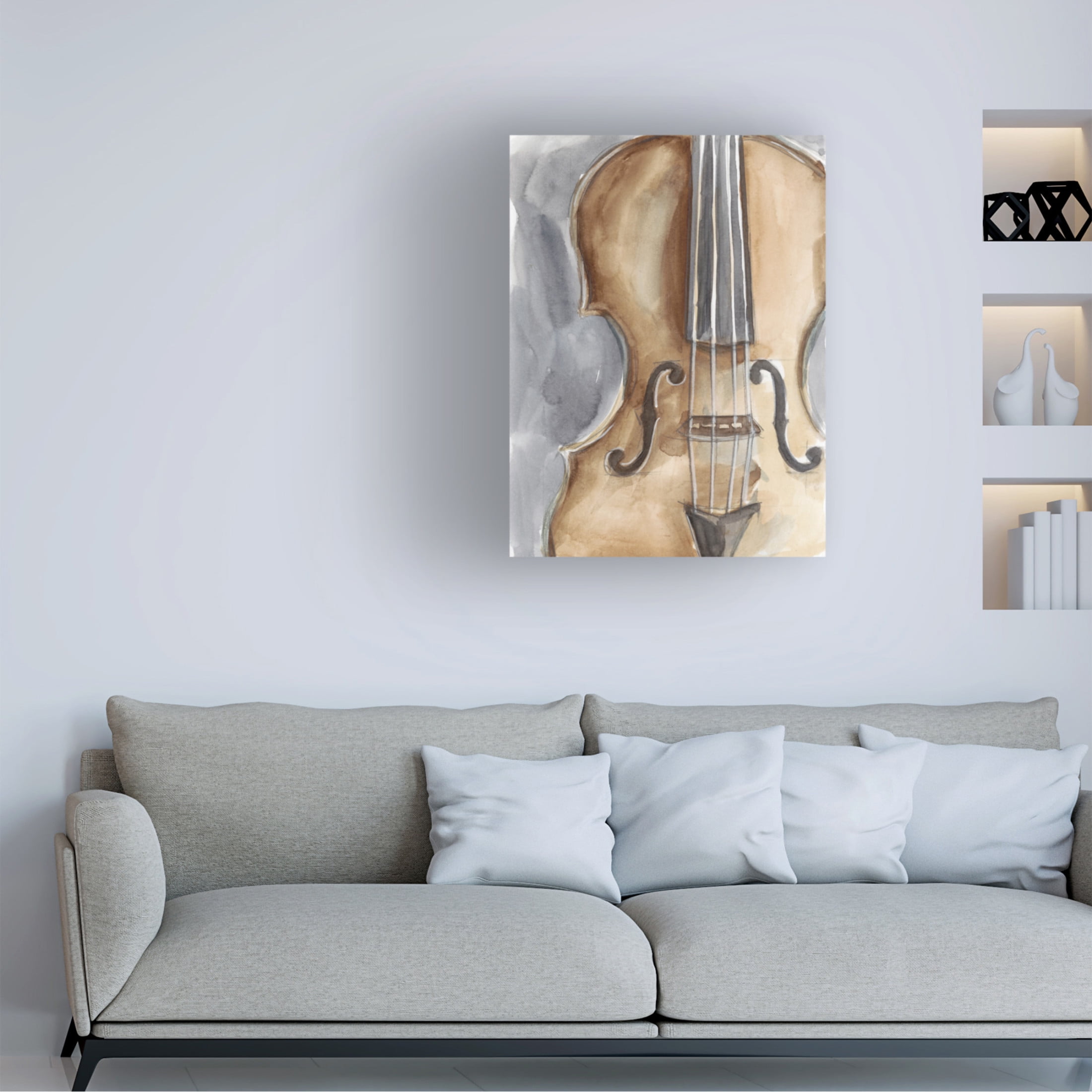Canvas Wall Art - Ethan Harper 'Watercolor Instrument Study IV' Wall Art for Living Room, Bedroom, or Office Décor by Trademark Fine Art - 14 x 19 Inches