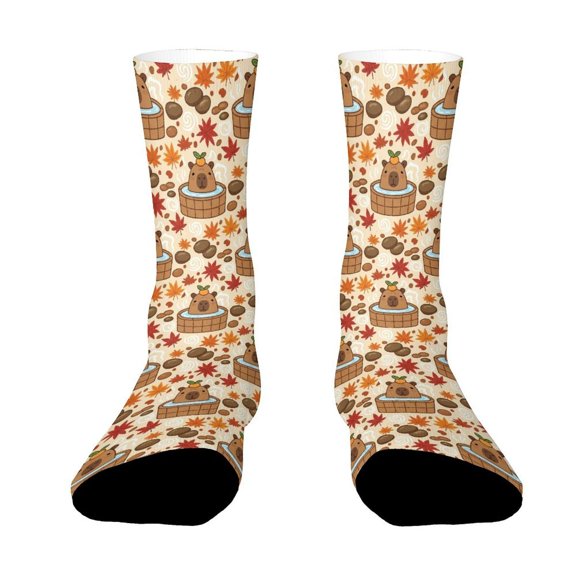 FabriLora Pattern Bear And Leaves Funny Novelty Crew Socks for Women Men Sports
