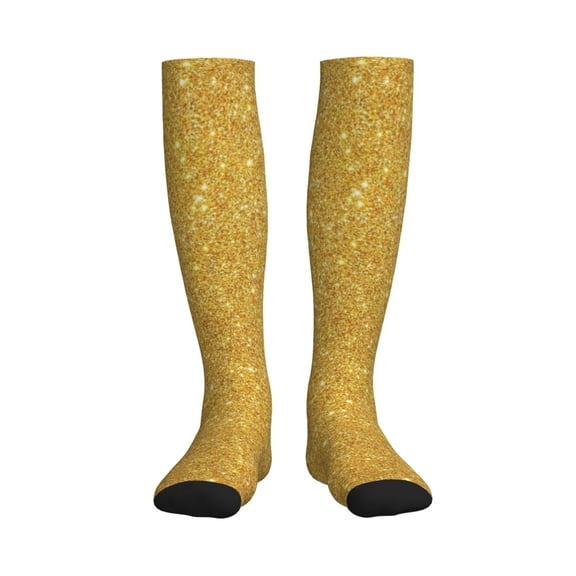 Rateoe Gold Shiny Compression Socks for Women and Men 20-30mmHg-Circulation Support Socks Knee High Nurse Pregnant Running Medical and Travel Athletic