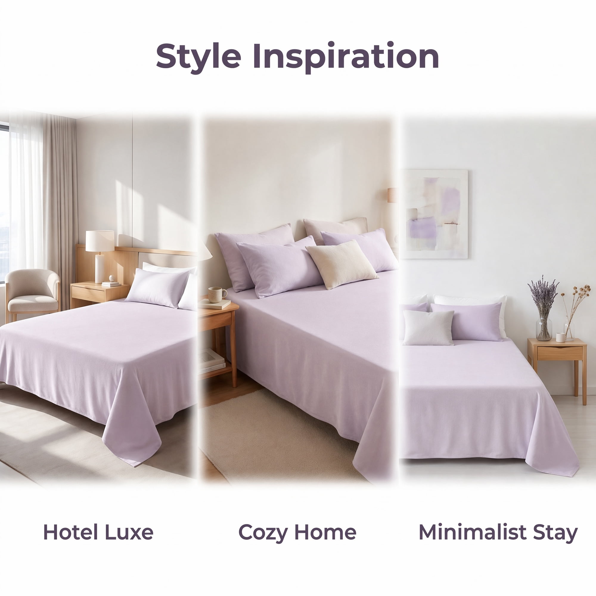 Unique Bargains Polyester Bed Sheet Soft Flat Sheet Wrinkle Bedding Light Purple 91"x96"