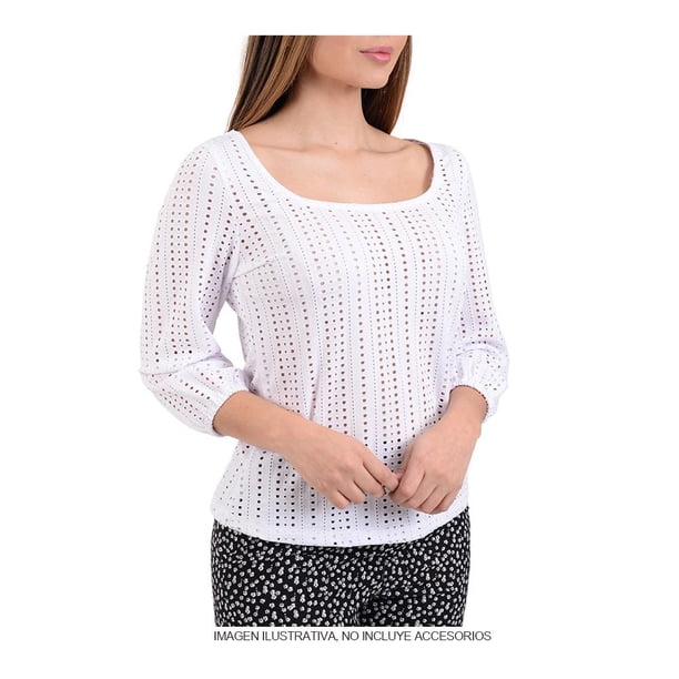 Blusa Ocean Pacific Talla G Blanco Manga al codo
