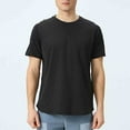 thumbnail image 2 of JMYHOAM Chemises pour Hommes Couleur Unie Extérieur Respirant Élastique Course Entraînement Entraînement Physique T-Shirt Manches Courtes Col Rond Haut, 2 of 6