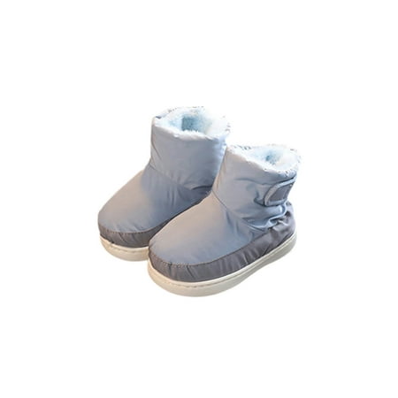 

Gomelly Unisex Casual Snow Boot Comfort Flat Winter Boots Hiking Walking Back Strap Mid Top Ankle Bootie Blue 24