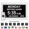 thumbnail image 2 of Marco de reloj digital con calendario diurno (blanco de 9 pulgadas) - Pantalla de atenuación automática, reloj digital grande para personas con discapacidad visual, con despertador de día y mes no abr, 2 of 5