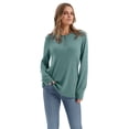 thumbnail image 2 of Ronuti Long Sleeve Shirts for Women Henley Fall Womens Tops Crew Neck Blouses Dressy Casual Fall Clothes M-3Xl, 2 of 8