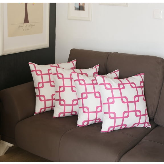 Geometric Pink Squares Square 18" x 18" Throw Pillow Cover SET Of 4