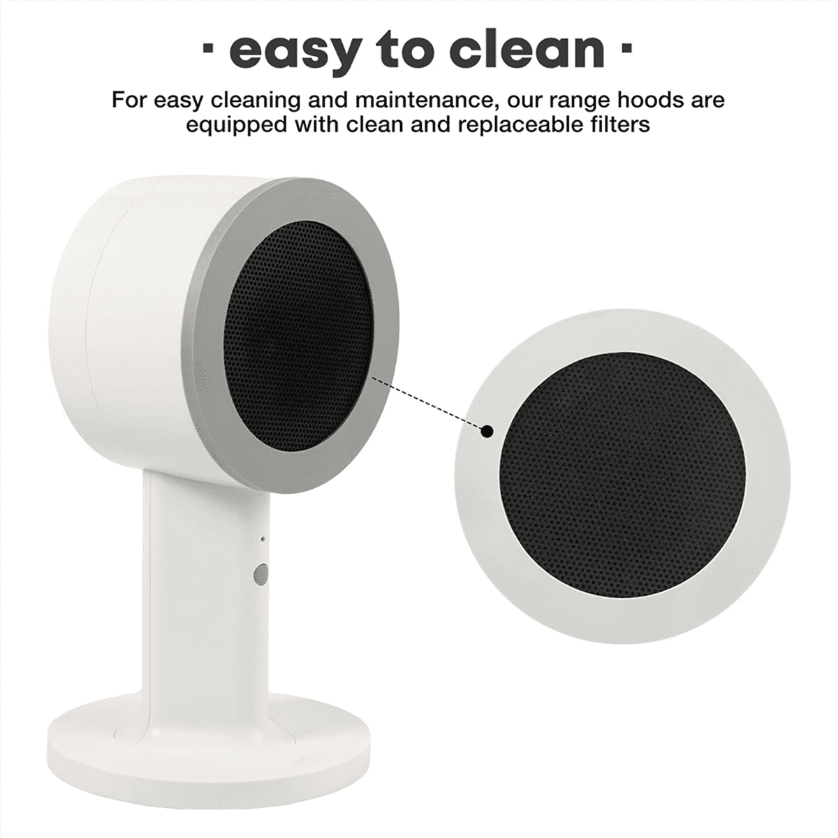 Rechargeable Portable Range Hood, Detachable Mobile Tabletop Range Hood, Small Kitchen Exhaust Fan for Home Use,1 * range hood 1 * filter 1 * USB charging cable,White