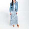 thumbnail image 6 of Elsie & Zoey Halle XL Blue Patterned Maxi Skirt with Pockets for Women, 6 of 10