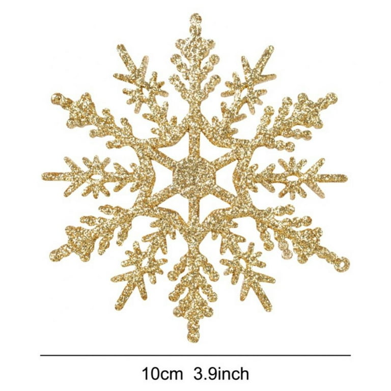 12pcs Green Snowflake Ornaments Plastic Glitter Snow Flakes Ornaments for Winter Christmas Tree Decorations 4 inch Size Varies Craft Snowflakes