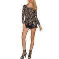 thumbnail image 3 of Allegra K Women's Printed Scoop Neck Long Sleeves Peplum Blouse, 3 of 8