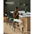 thumbnail image 3 of VASAGLE EKHO Collection - Bar Stools Set of 2, Swivel Counter Bar Stools with Backs, Synthetic Leather with Stitching, Mid-Century Modern, 25.6-inch Tall, Kitchen Home Bar, Forest Green ULBC089C01, 3 of 7