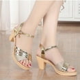 thumbnail image 4 of Summer Sandals Clearance, Xunlbb Summer Women's Sandals Chunky Heel High Heel One Buckle Women's Shoes(Gold,Size:37), 4 of 7