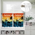 thumbnail image 2 of Summer Watercolor Seaside Palm Trees Seagull Curtain Tier and Valance Set 3 Piece, Seasonal Vacation 3-inch Rod Pocket Window Tier Curtains Valance for Kitchen Living Room, 2 of 9