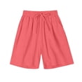 thumbnail image 7 of Women's Elastic Drawstring Casual Pajama Shorts, Regular Waist Loose Fit Comfy Loungewear Shorts with Side Pockets, Lightweight Breathable Sleep Shorts for Home Workout Daily Wear S-3XL, 7 of 7