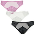 thumbnail image 2 of Curve Muse Women’s Sexy Lace Bikini Hipster Panties Underwear-3PK-Black,Pink,Cream-XXL, 2 of 7