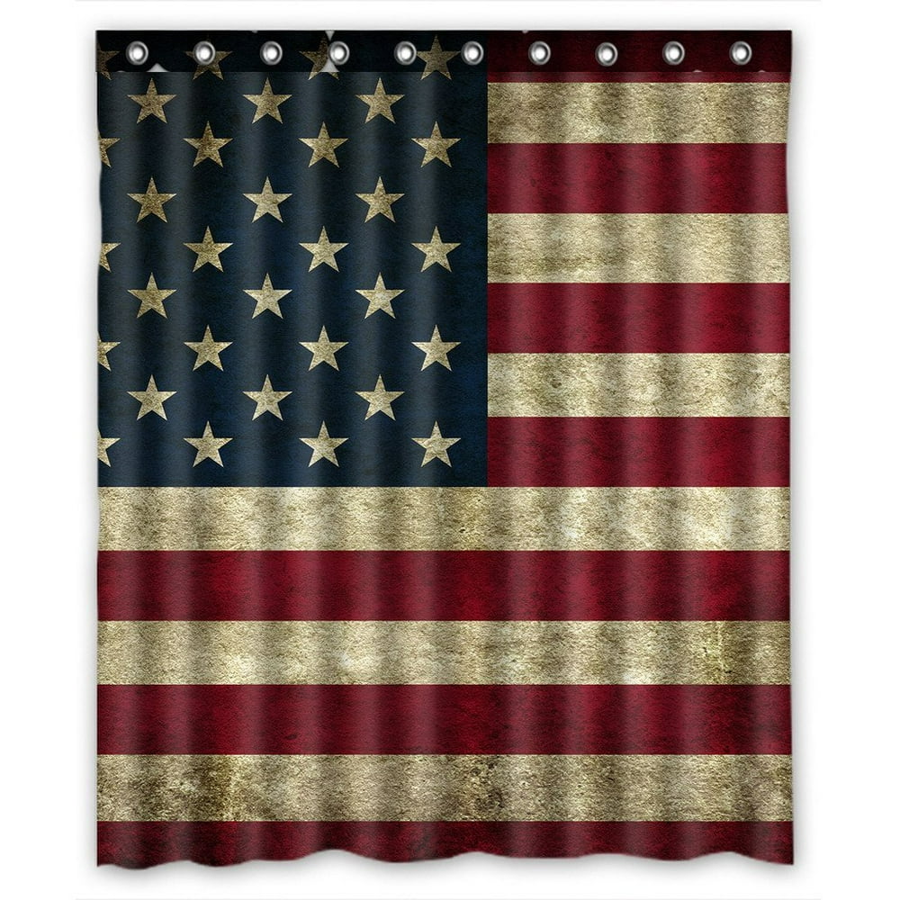 GCKG American Flag Bathroom Shower Curtain, Shower Rings Included 100
