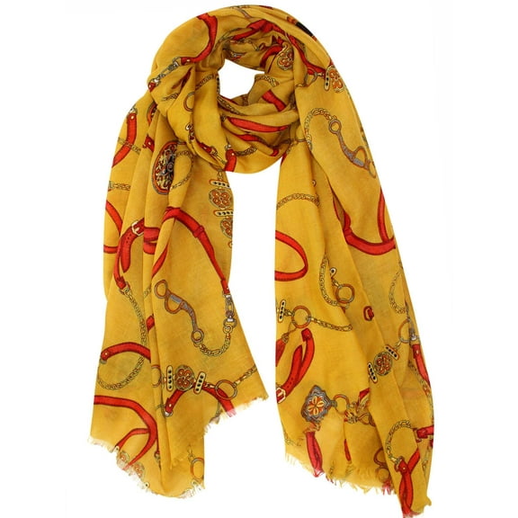 Black Chains & Belts Designer Print Shawl Wrap Scarf