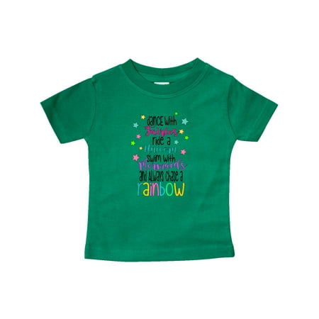 

Inktastic Dance with Fairies Ride a Unicorn Swim with Mermaids Gift Baby Boy or Baby Girl T-Shirt