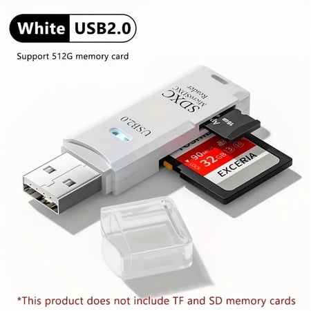2-in-1 USB 2.0 High-Speed Card Reader &ndash; 5Gbps SD/MMC/Micro SD Adapter for PC Camera & Storage Management