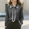 thumbnail image 2 of Eres Más Que una Camisa de Puntuación de Prueba Casual de Manga Larga Cuello Redondo Blusa de Poliéster Bufanda Camisa Top Mujer Sudadera de Moda, 2 of 6
