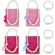 kilofly Princess Party Favor Jewelry Value Pack, Necklace & Bracelet, 4 Sets
