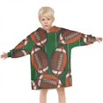 thumbnail image 3 of Football on Field Pattern Blanket Hoodies for Kids 6-13YR Oversize Wearable Blanket Hoodies for Boys Girls Teens, 3 of 7