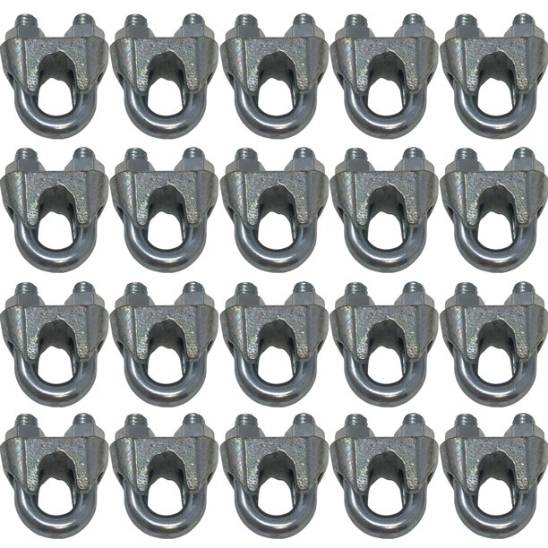 20 PCS 3/8" Malleable Galvanized Saddle Wire Rope Cable Clamp Clips