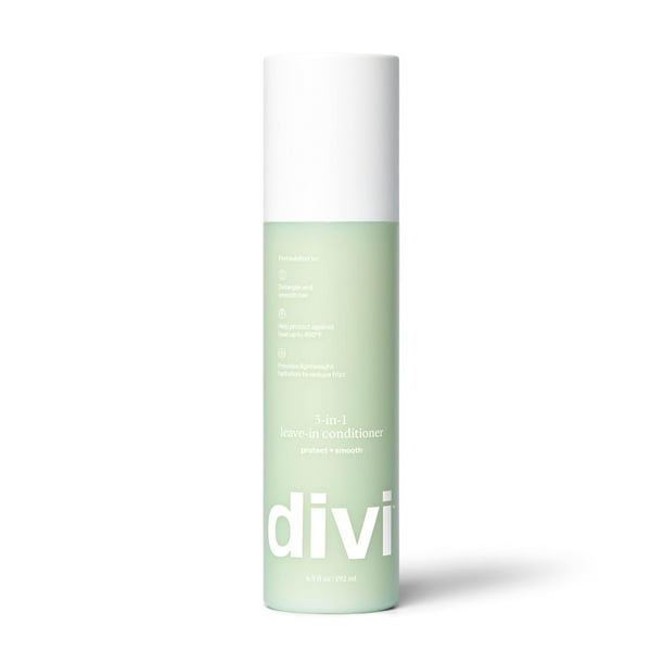 Acondicionador sin enjuague divi 3 en 1 - Fórmula ligera para desenredar e hidratar el cabello mientras lo protege contra el calor - 6 onzas líquidas
