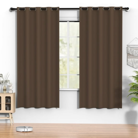 Brown Blackout Curtains 52 x 72 inch, Thermal Insulated Black Curtains Set of 2, Noise Reduce Room Darkening Drapes for Bedroom, Living Room, Privacy Protection & Energy Save