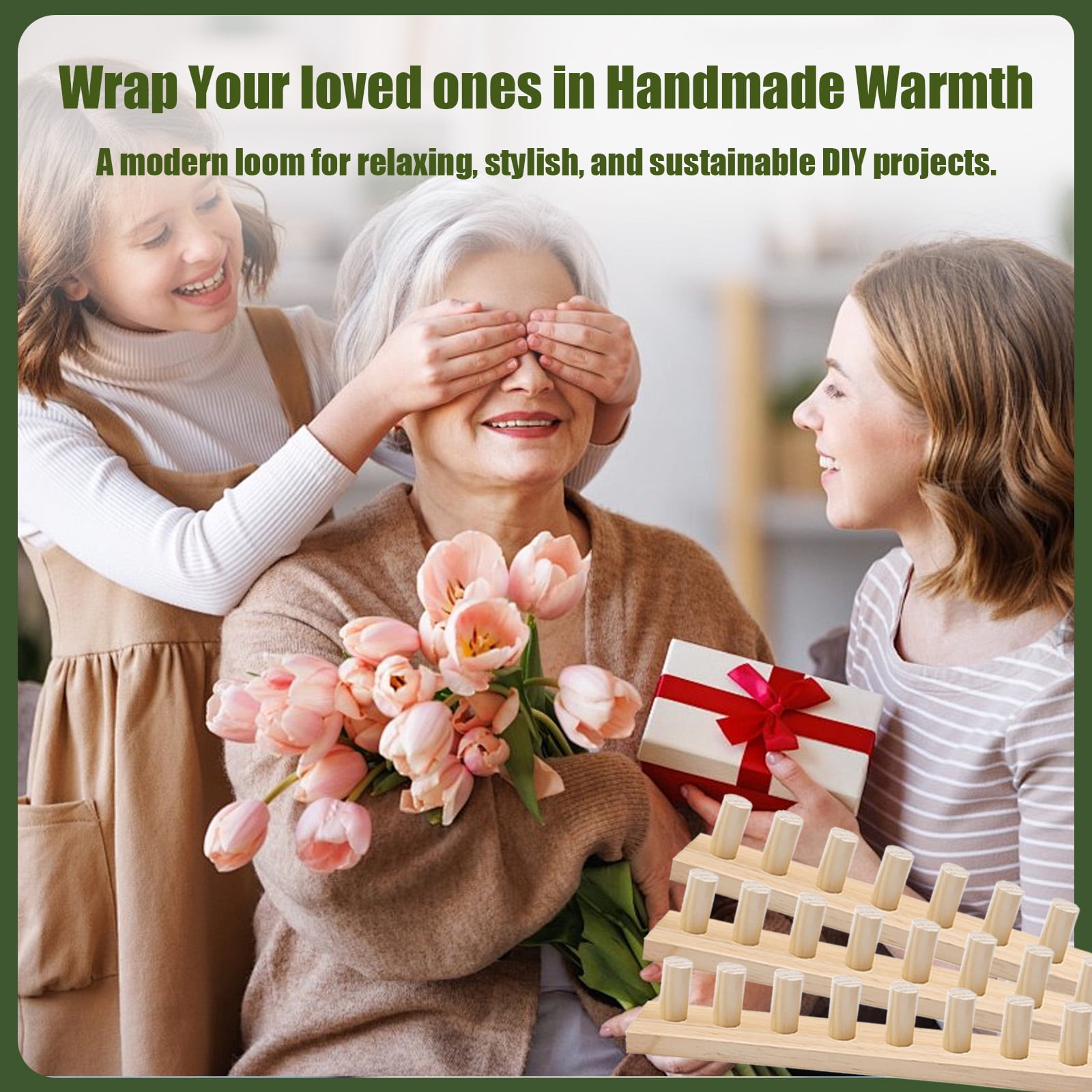 Vacmaster 48in Wooden Chunky Blanket Loom,Portable Hand Knitting Loom,Large Frame for Diy Knitting & Weaving, for Beginners, Reusable for Bulky Yarn Crafts, Scarves ,Throw & Gifts