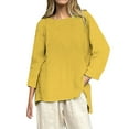 thumbnail image 1 of WZXFASHION T-Shirts Décontractés à Manches 3/4 pour Femmes, Col Rond, Coton, Liquidation, 1 of 4