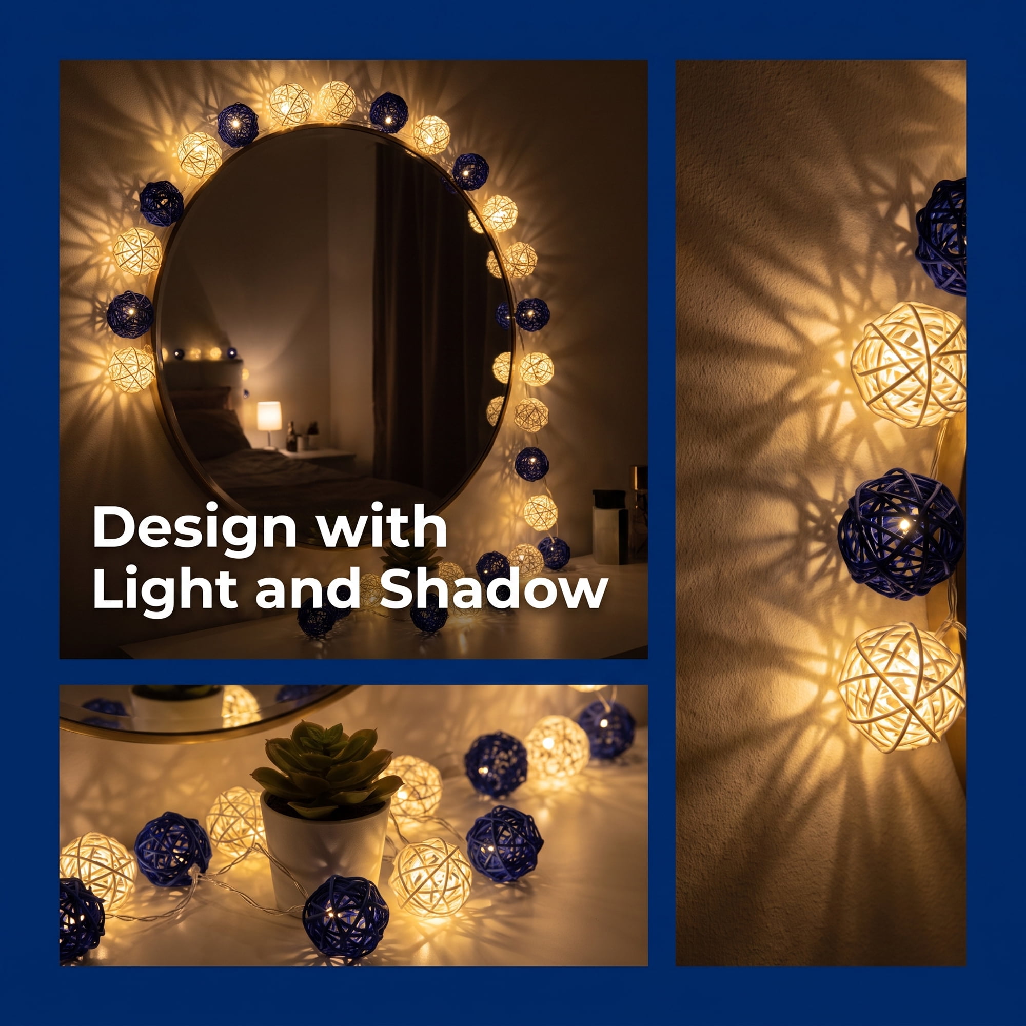 Unique Bargains Lights with Flexible Design 13.1 ft Bule and Warm White Battery Operated