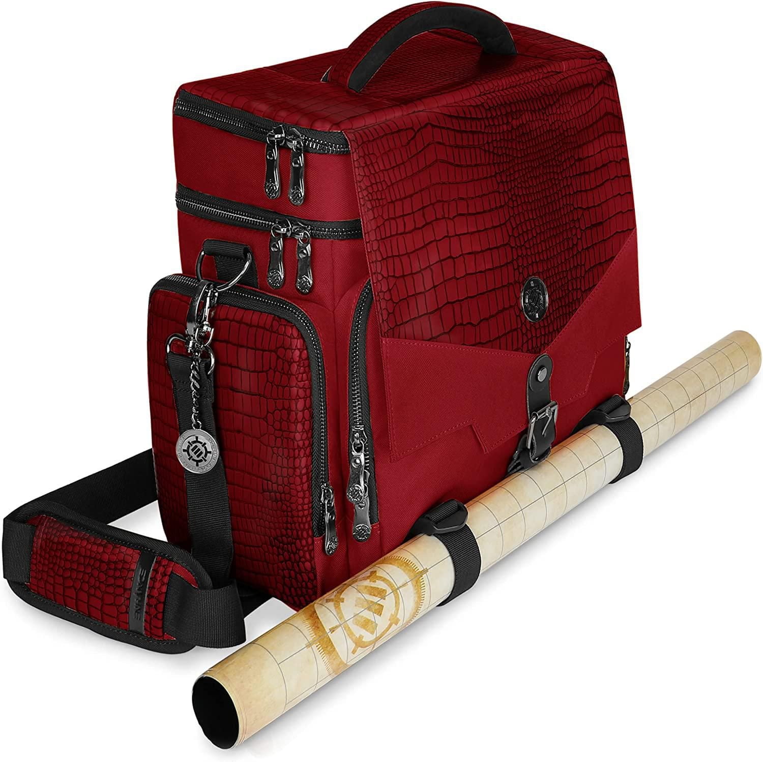ENHANCE Collector's Edition RPG Adventurer's DND Bag – Sac de voyage extérieur en peau de dragon avec coffre de rangement pour figurines de table, porte-tapis, poches pour dés et jetons, convient pour