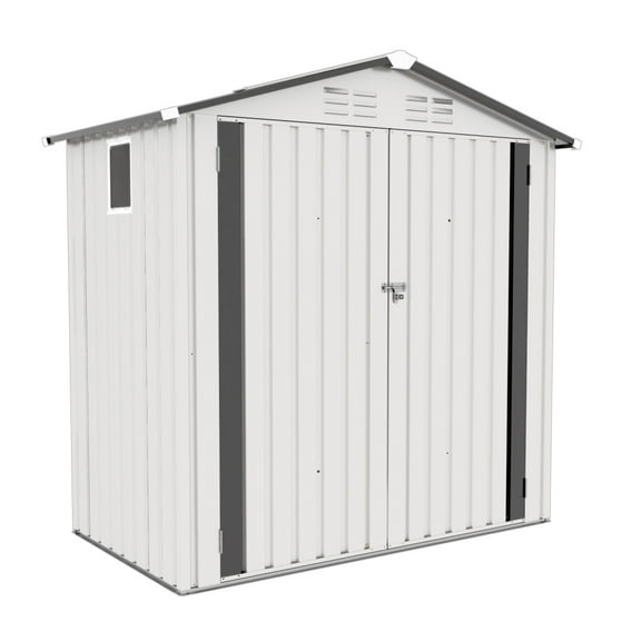 6X4 FT Metal Outdoor Storage Shed,Tool Shed with Pitched Roof Watertight with Positive Window and Lockable Door Compact Metal Tool Shed for Garden, Backyard,Patio,Sundries and Bike Storage