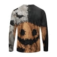 thumbnail image 6 of Satingcolo Halloween Patchwork Sweatshirts for Men Spooky Season Colorblock Crew Neck Pumpkin Face Graphic Print Sweatshirt Red S, 6 of 6