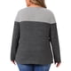 thumbnail image 3 of Blusa de mujer de talla grande Agnes Orinda, de punto, con cuello redondo, de manga larga, casual, suelta, en bloque de color 3X gris oscuro, 3 of 6